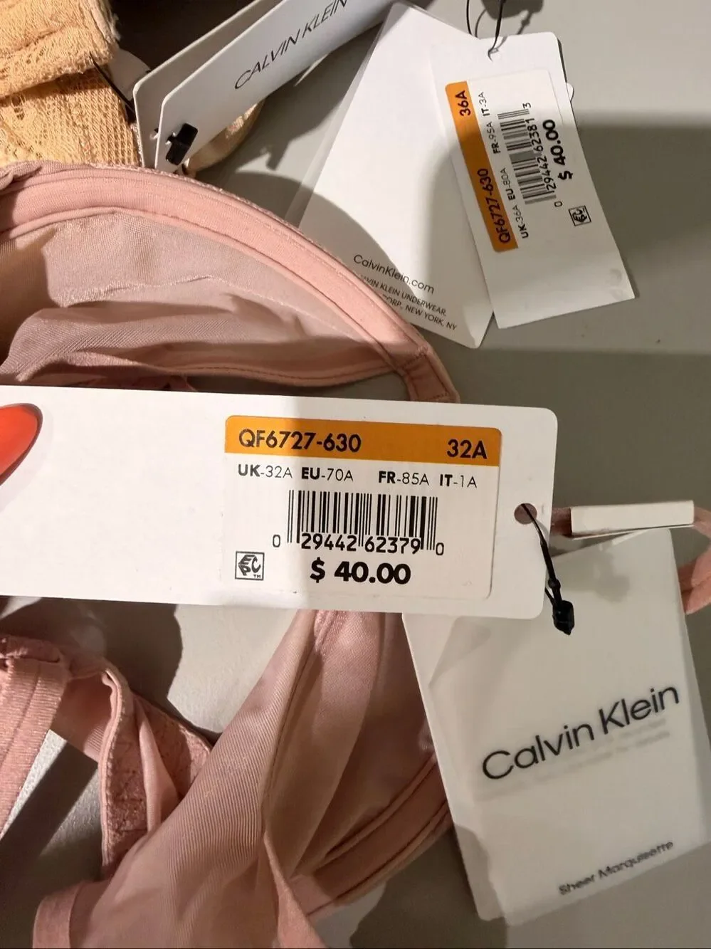 Calvin Klein Sheer Marquisette Unlined Plunge Bra Subdued 32A